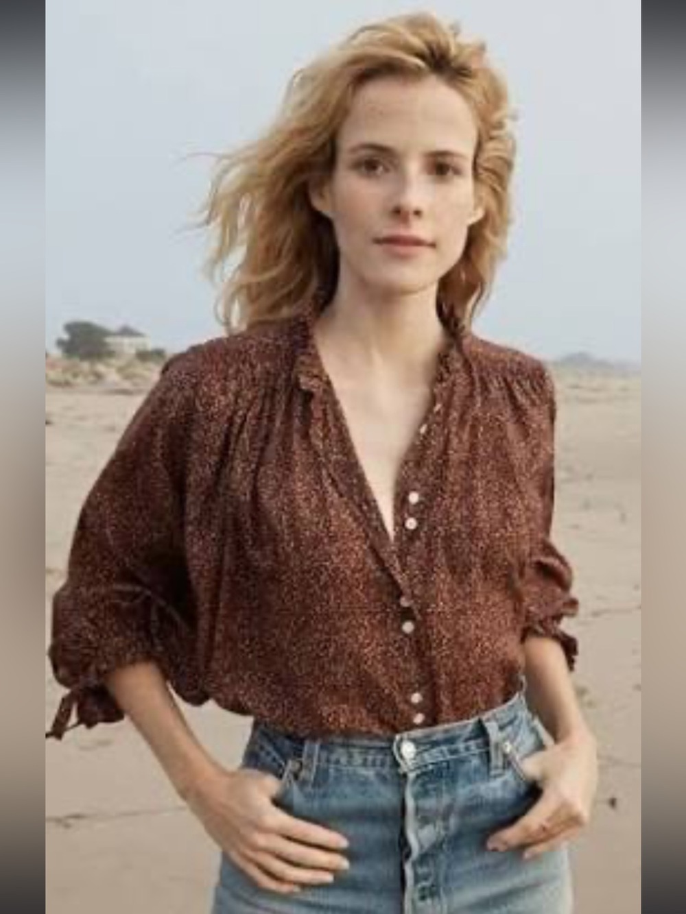 Dôen Rose Top in Rust Ditzy Floral (Size Small)